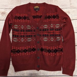 Rare Pendleton The Portland Collection Burgundy Cardigan size Small